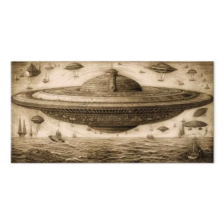UFO Ship - A Sketch Inspired by the Style of Leonardo Da Vinci