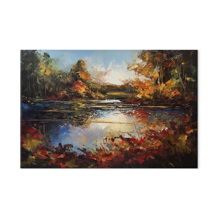 Lake in Autumn - An Orange-Brown Landscape Inspired by Monet