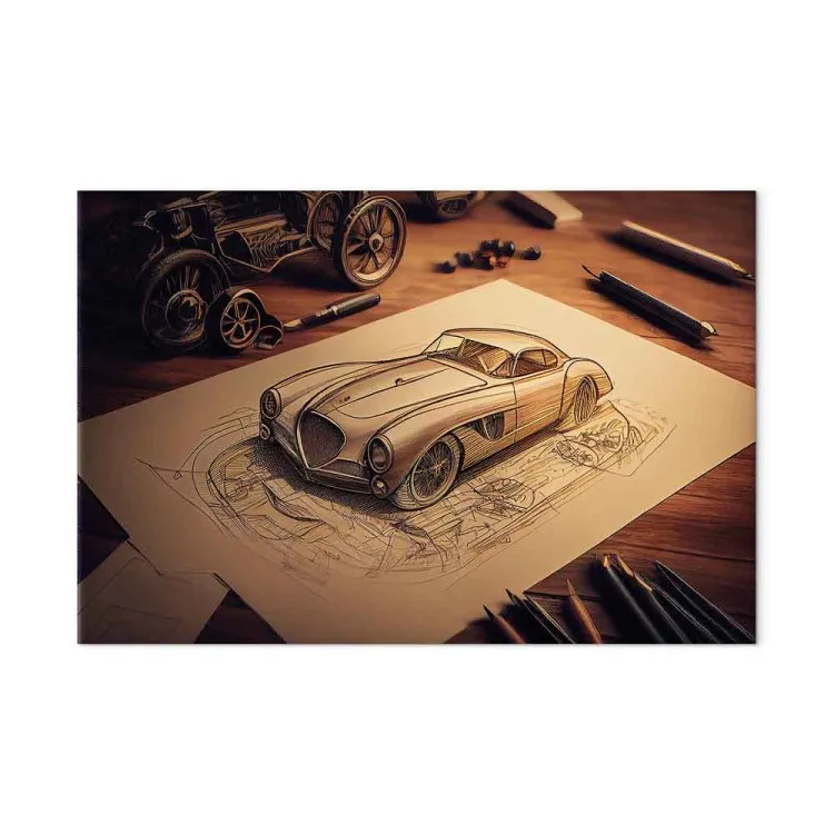 Car Sketch - Vintage Car Drawing Generated by AI