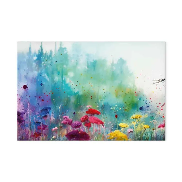 Colorful Flowers - A Painting Composition With a Forest Generated by AI
