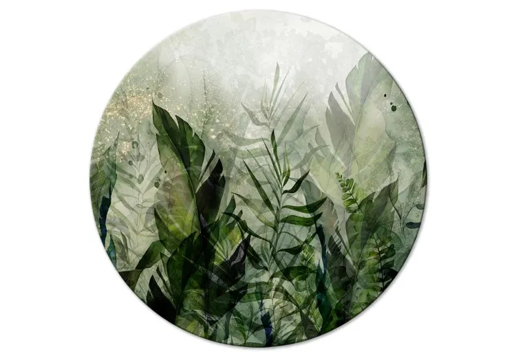 Tropische planten - jungle in mistige dauw in groene tinten