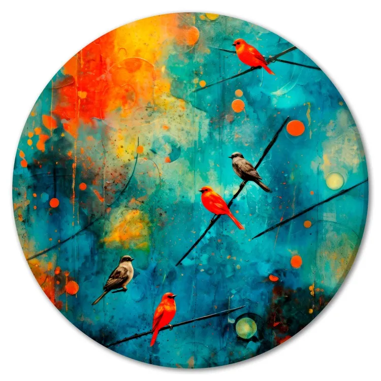 Vogels verzamelen - kleurrijke vogels op een veelkleurige abstracte achtergrond