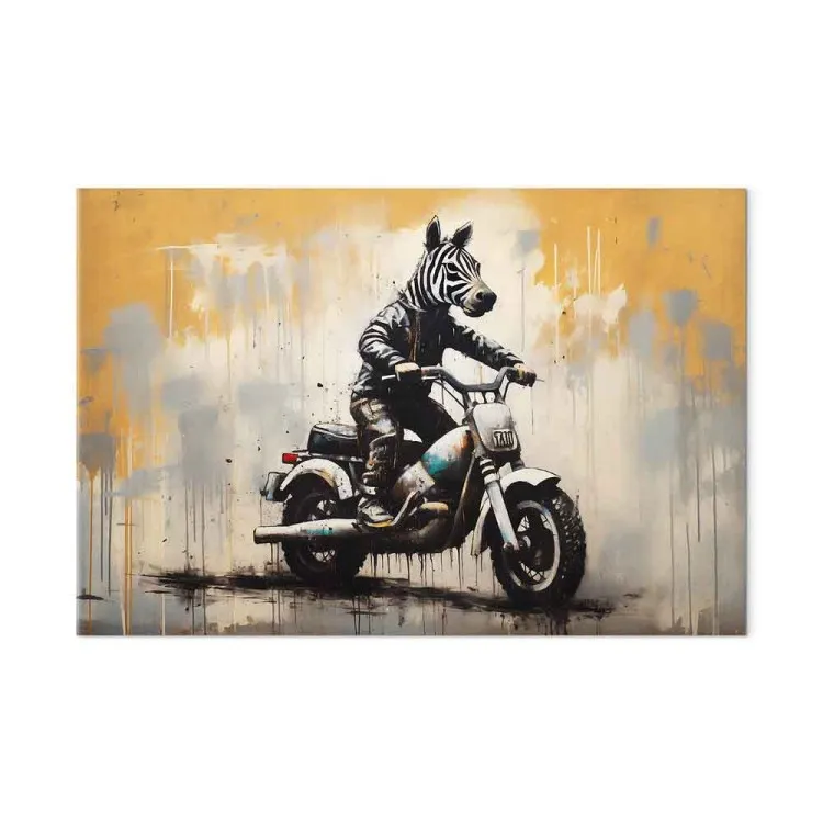 Zebra on a Motorcycle - Banksy-Inspired Graffiti