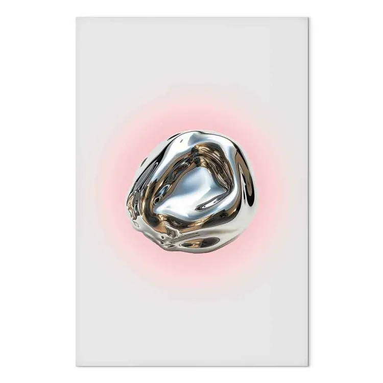 Zilveren vorm - moderne abstractie in de vorm van een glanzende bol op een lichte achtergrond
