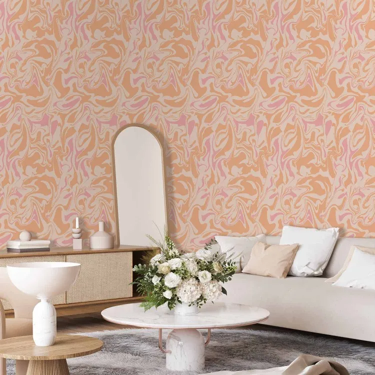 Peach swirl - abstracte roze en oranje vormen